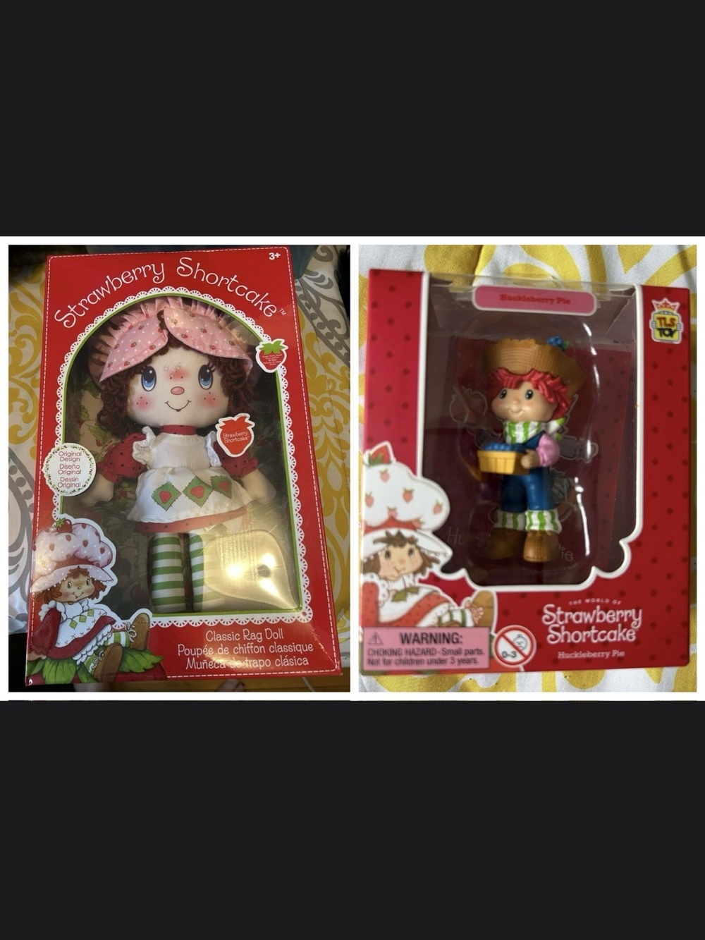 Strawberry Shortcake 14" Rag Doll + Huckleberry Pie Mini Figure Bundle, New